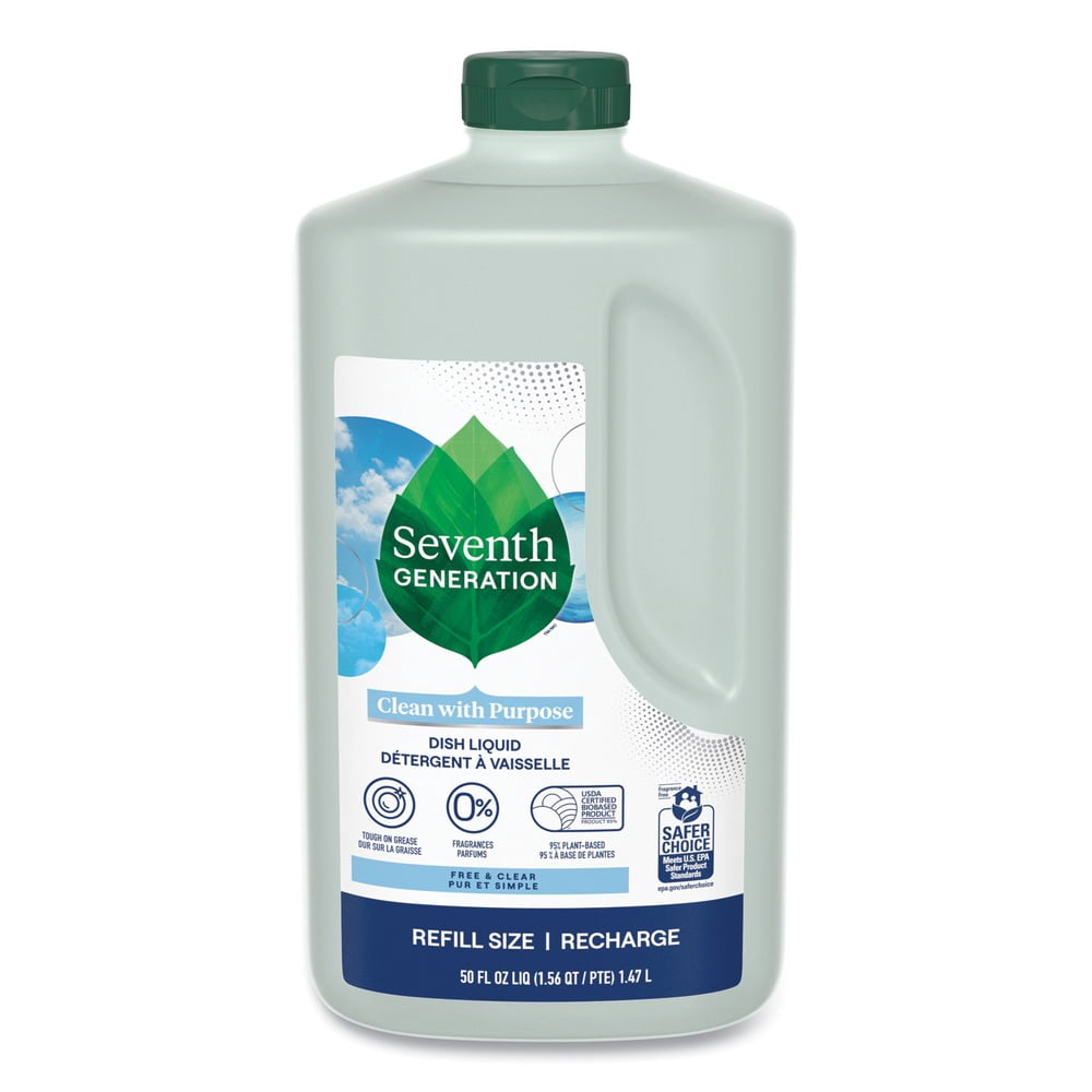 Seventh Generation 22724CT 50 oz. Bottle Natural Dishwashing Liquid - Free and Clear (3/Carton)
