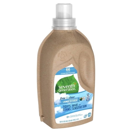 Seventh Generation Concentrated Laundry Detergent, Free and Clear Unscented, 66 loads, 50 Fl Oz (Packaging May Vary)