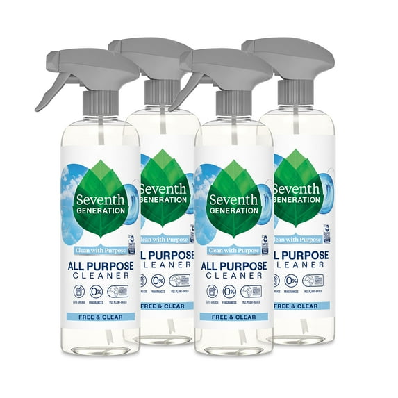 Seventh Generation All Purpose Cleaner, Biodegradable Formula, Free & Clear, 23 Oz (Pack Of 4)