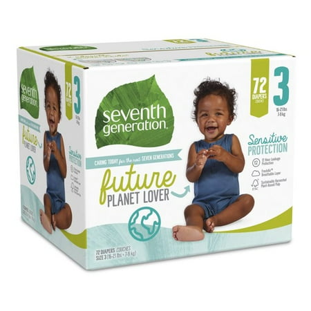 Seventh Generation Baby Diapers Sensitive Protection Free & Clear Size 3 72 count