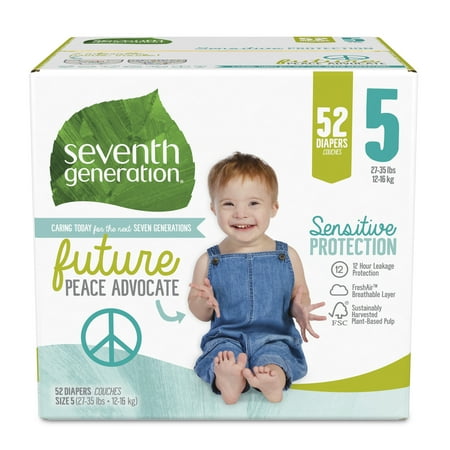 Seventh Generation Baby Diapers Sensitive Protection Free & Clear Size 5 52 Count