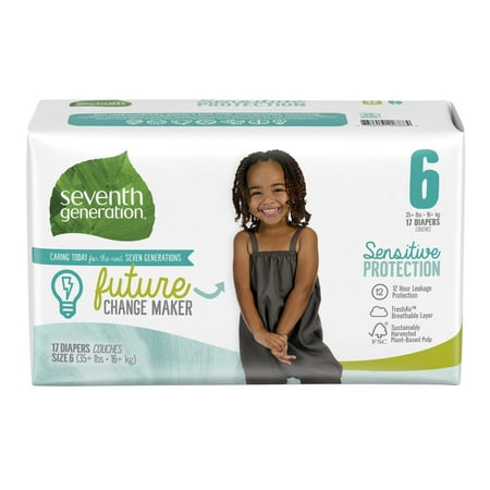 Seventh Generation Baby Diapers Sensitive Protection Free & Clear,Size 6,17 Count
