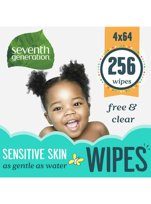 Seventh Generation Baby Wipes Refill Sensitive Protection Unscented baby wipes with Tape Seal 256 count