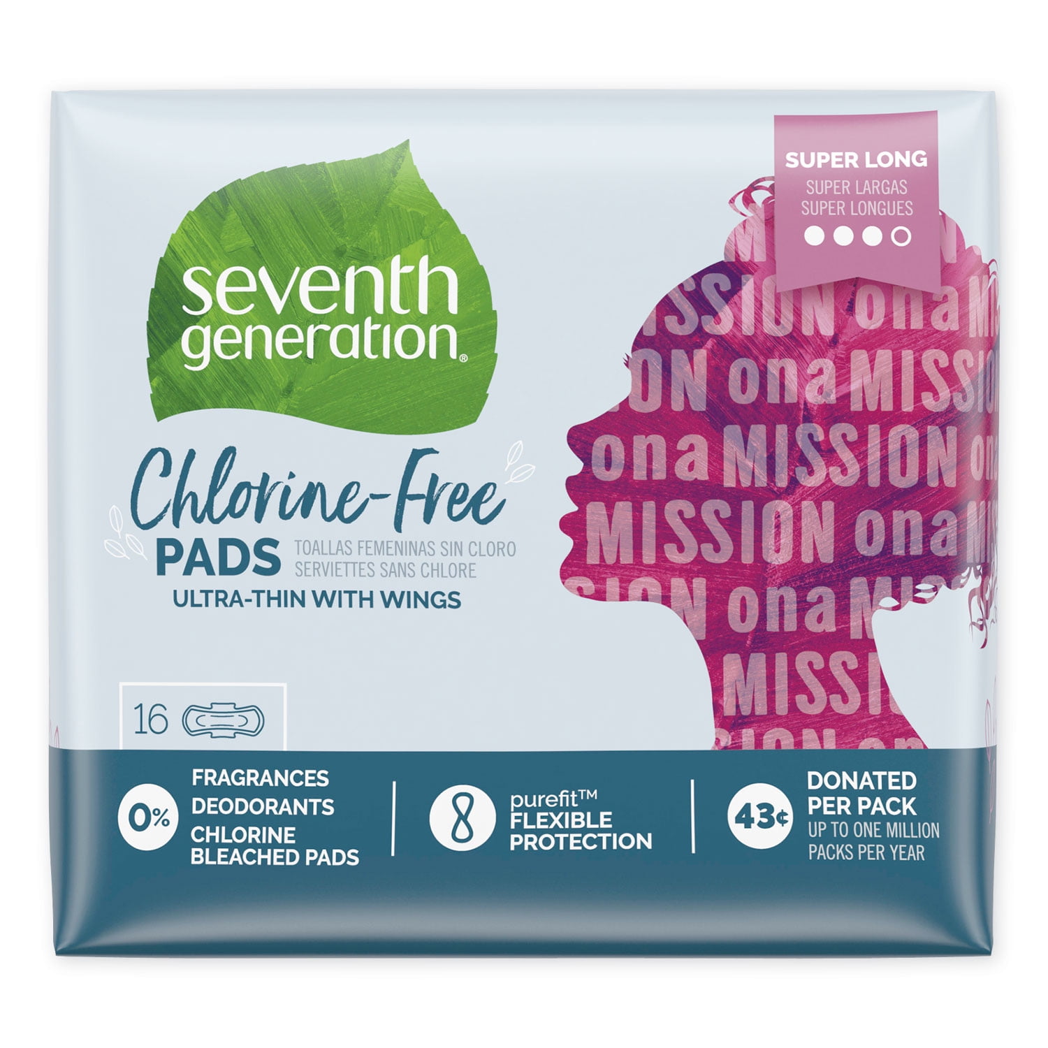 Seventh Generation® Chlorinefree Ultra Thin Pads With Wings, Super