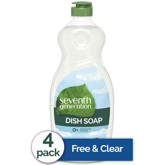Seventh Generation Clean with Purpose Fresh Liquid Dish Soap, Free and Clear, 19 fl oz, 4 Count