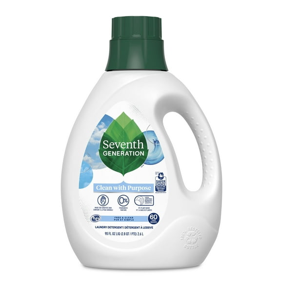 Seventh Generation Clean with Purpose Laundry Detergent Fresh Free & Clear, 90 oz 60 Loads 1 Count