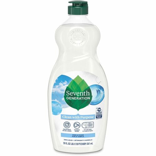 (6 pack) Seventh Generation Dish Soap Liquid, Free & Clear, 19 fl oz