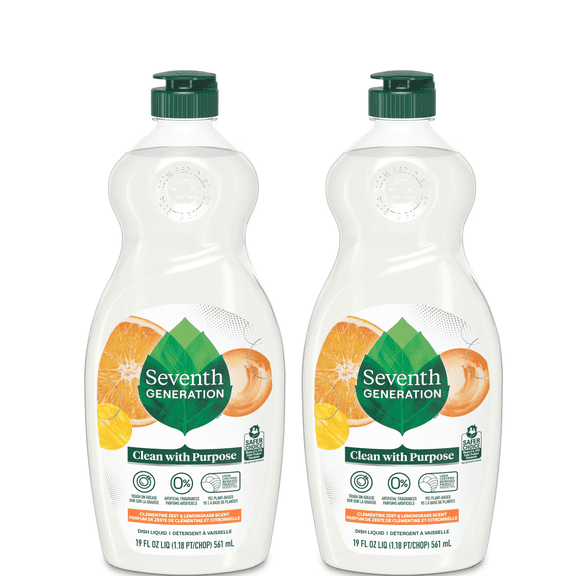 Seventh Generation Dish Soap Liquid, Clementine Zest & Lemongrass, 19 fl oz