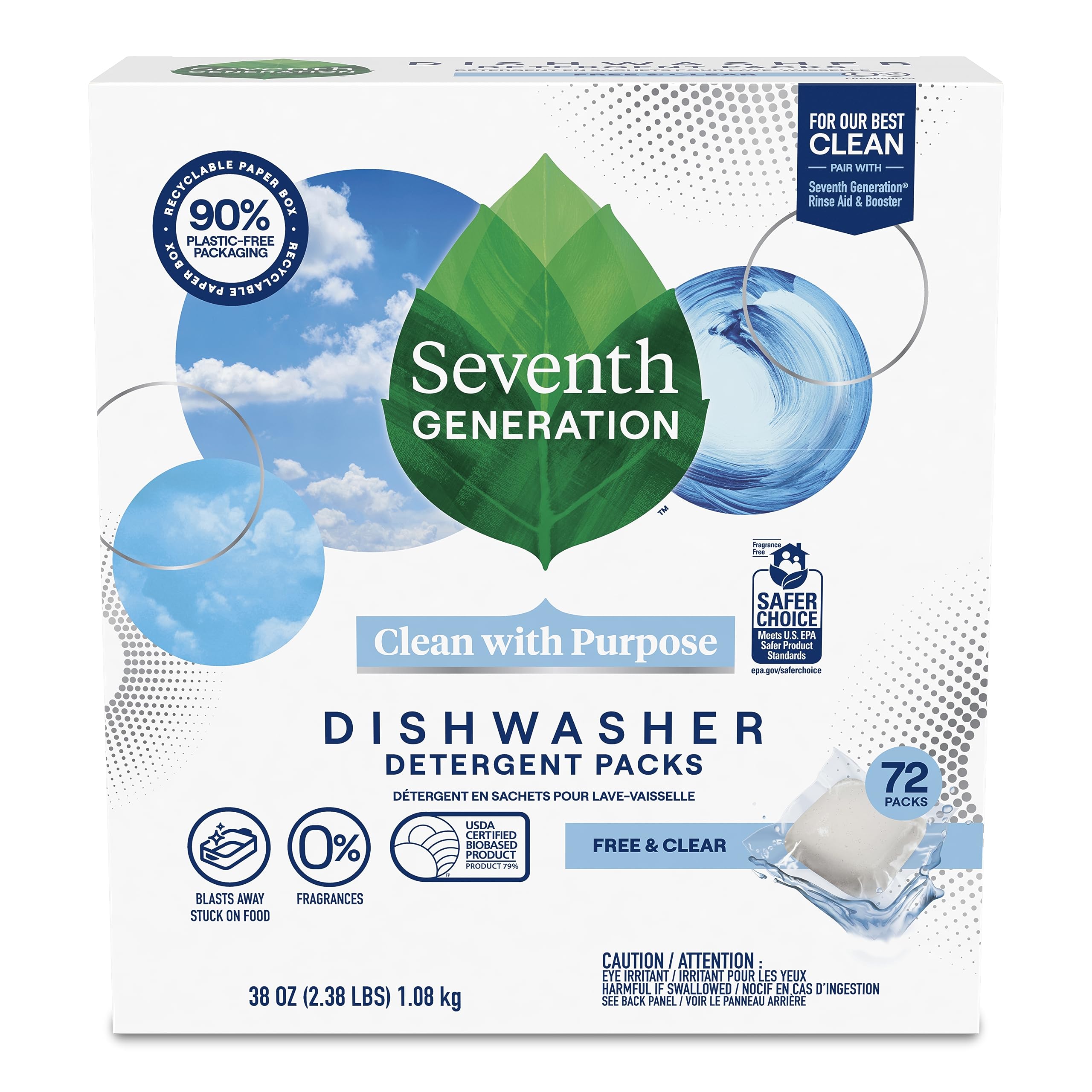 Seventh Generation Dishwasher Detergent Packs For Sparkling Dishes Free