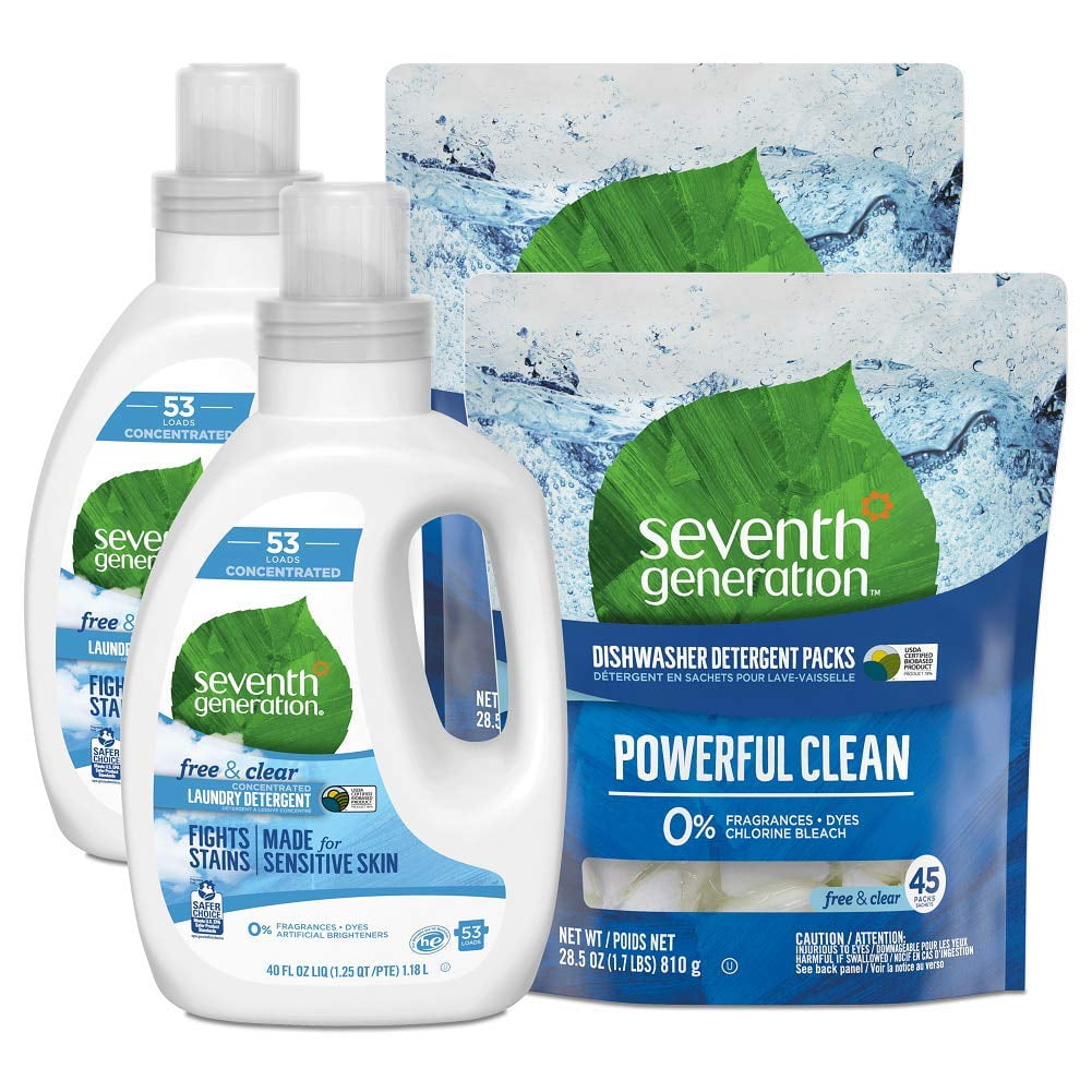Seventh Generation Dishwasher Detergent Packs, Free & Clear, 90 Packs