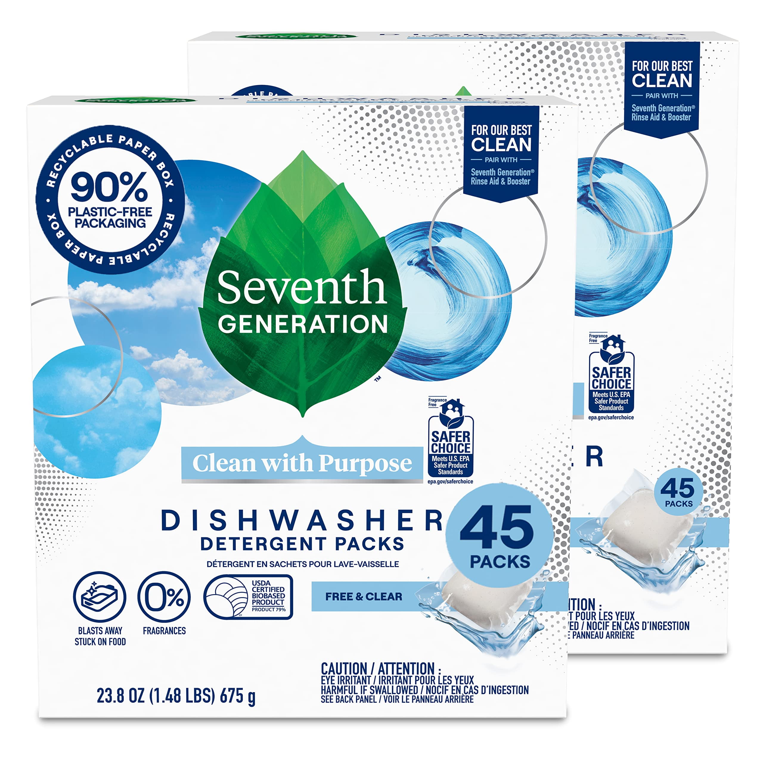 Seventh Generation Dishwasher Detergent Packs Free Clear Pack of 2 Seventh Generation Dishwasher Detergent Packs Free Clear Pack of 2