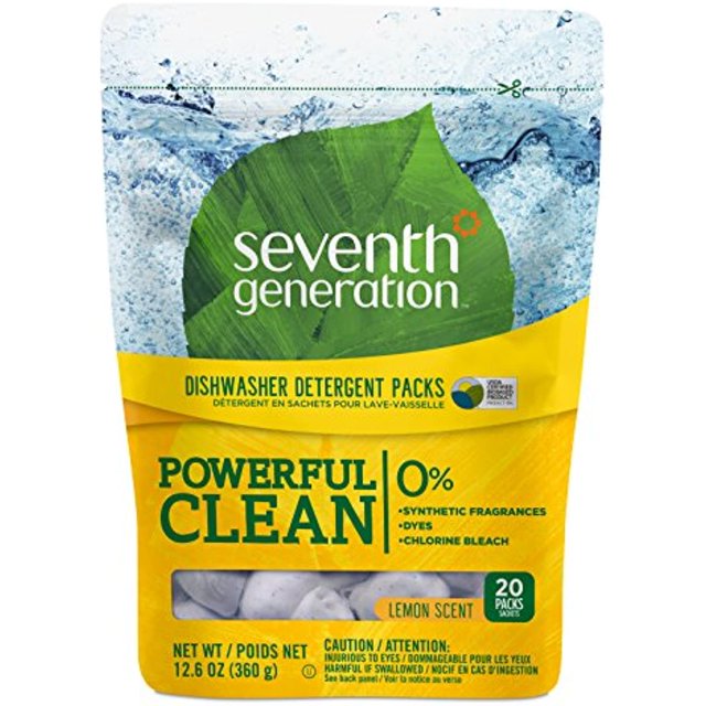Seventh Generation Dishwasher Detergent Packs, Lemon Scent, 20 Count