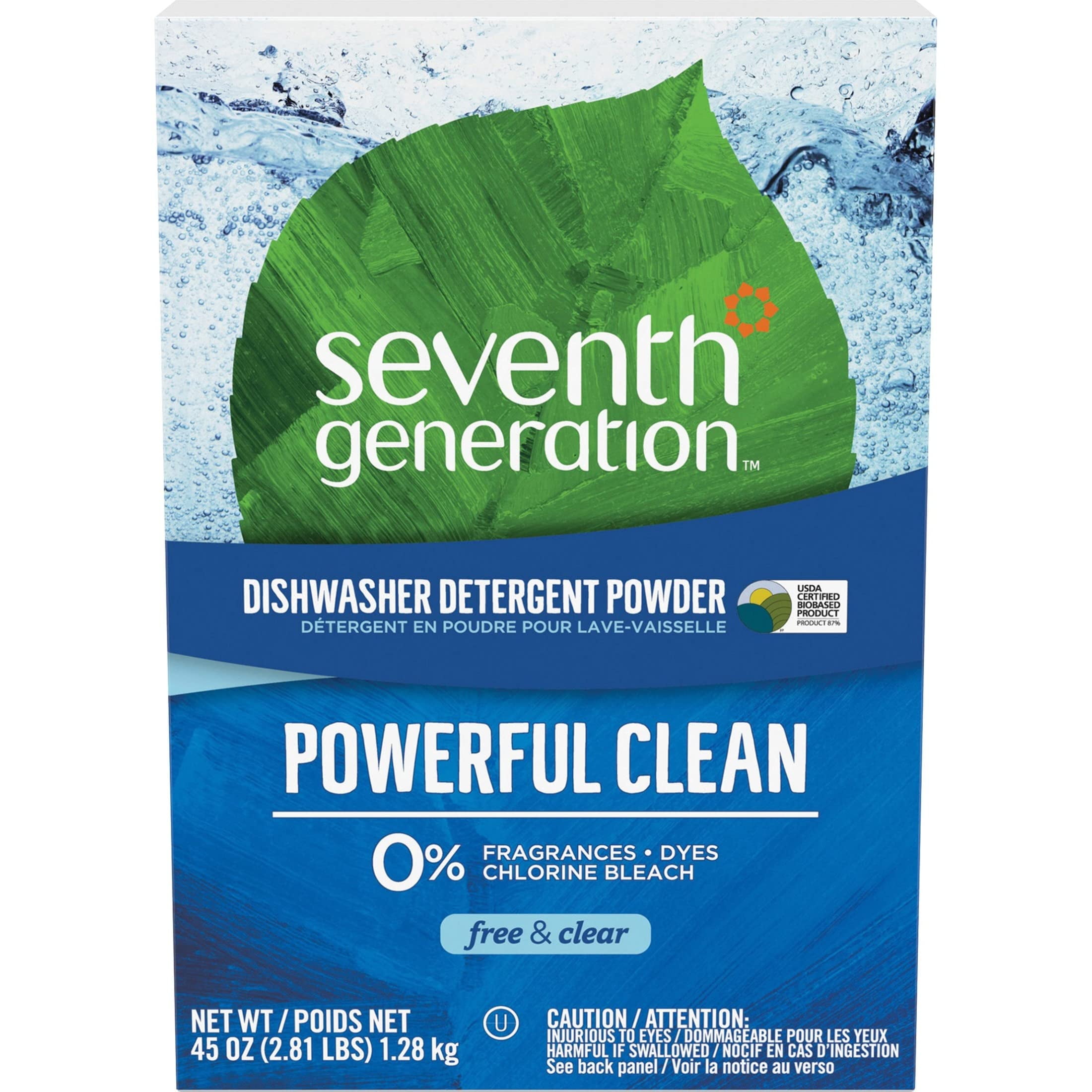 Seventh Generation Dishwasher Detergent Powder, Free & Clear, 45 Oz