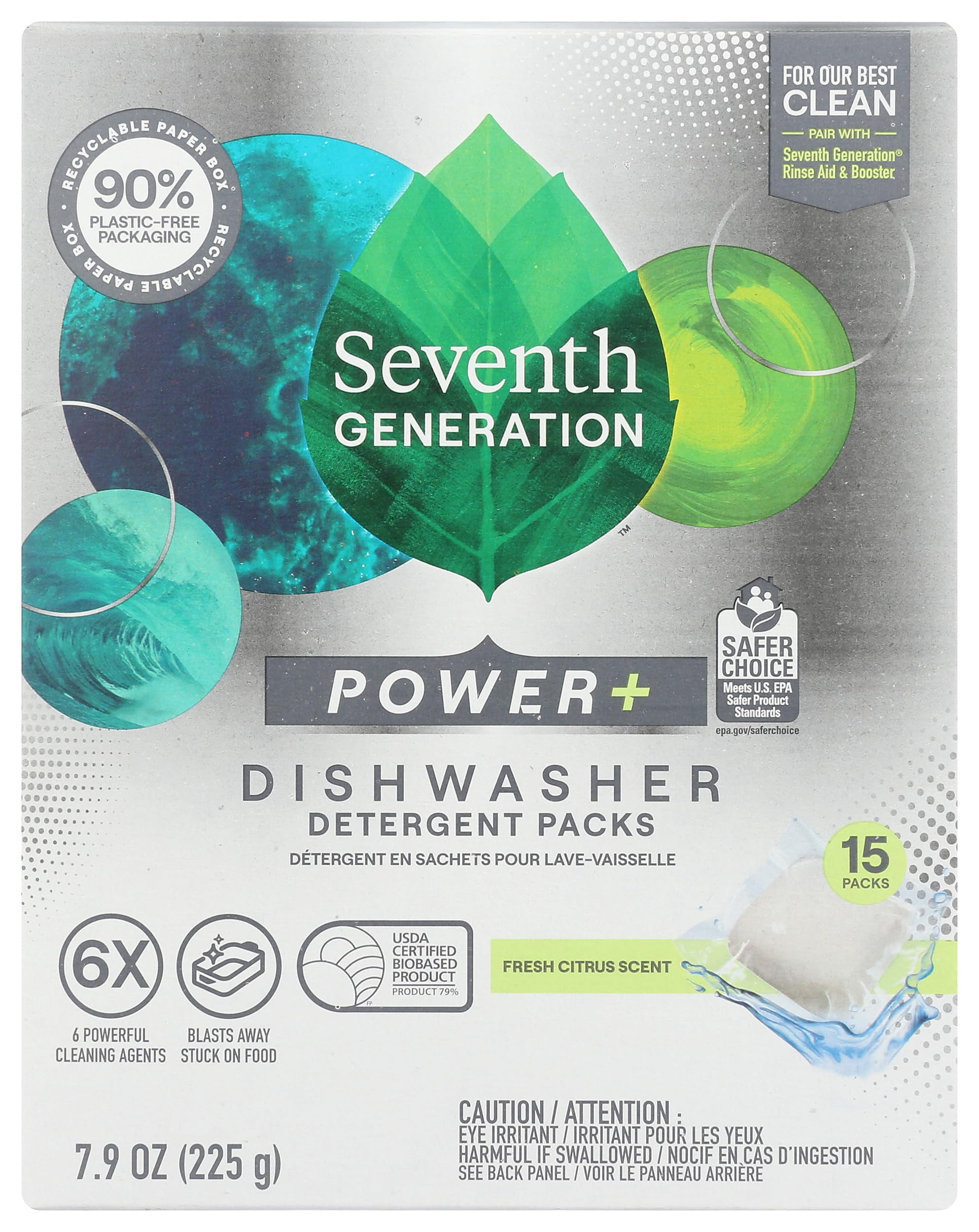 Seventh Generation Dishwasher Detergent Powder Plus 15pc (Pack of 6)