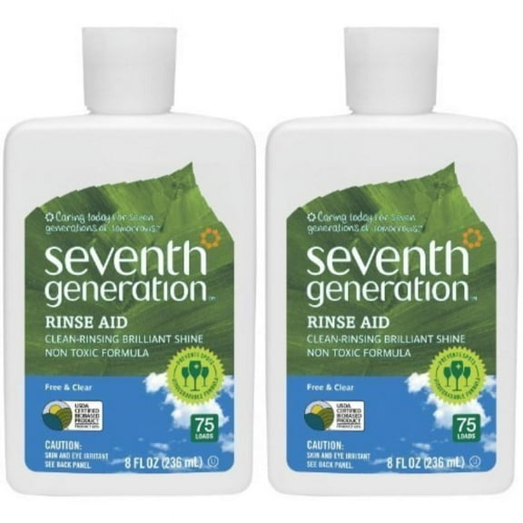 Seventh Generation Brilliant Shine Free And Clear Dishwasher Rinse Aid, Fragrance Free, 8 fl oz (2 pack)