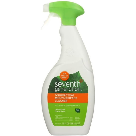 Seventh Generation Disinf Multi-Surface Cleaner, Lemongrass & Thyme, Kills 99.99% Germs, Streak-Free Spray, Pack of 3, 26 Fl OZ Per Pack