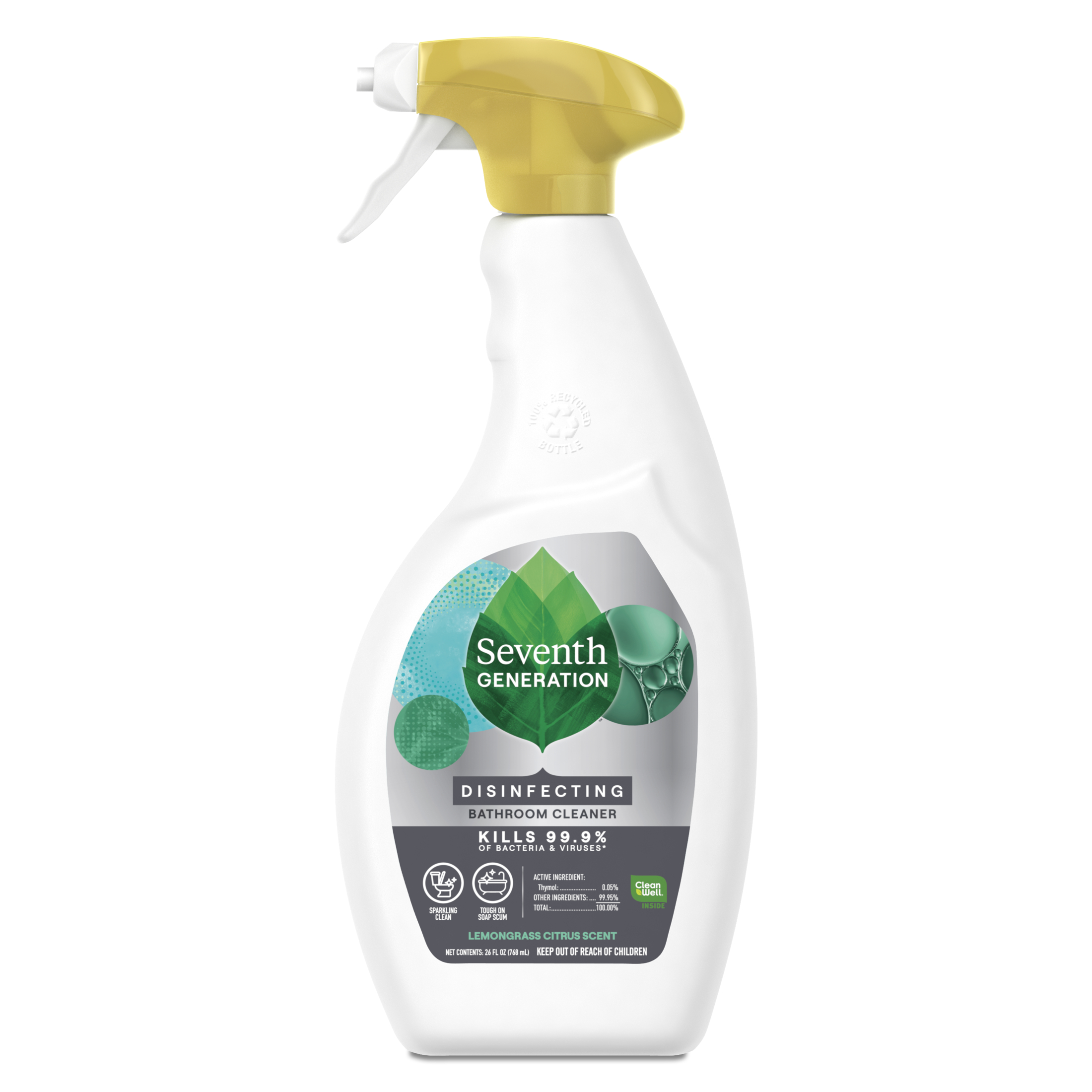 Seventh Generation Disinfectant Bathroom Multipurpose Cleaner Lemongrass Citrus, 26 fl oz - image 1 of 3