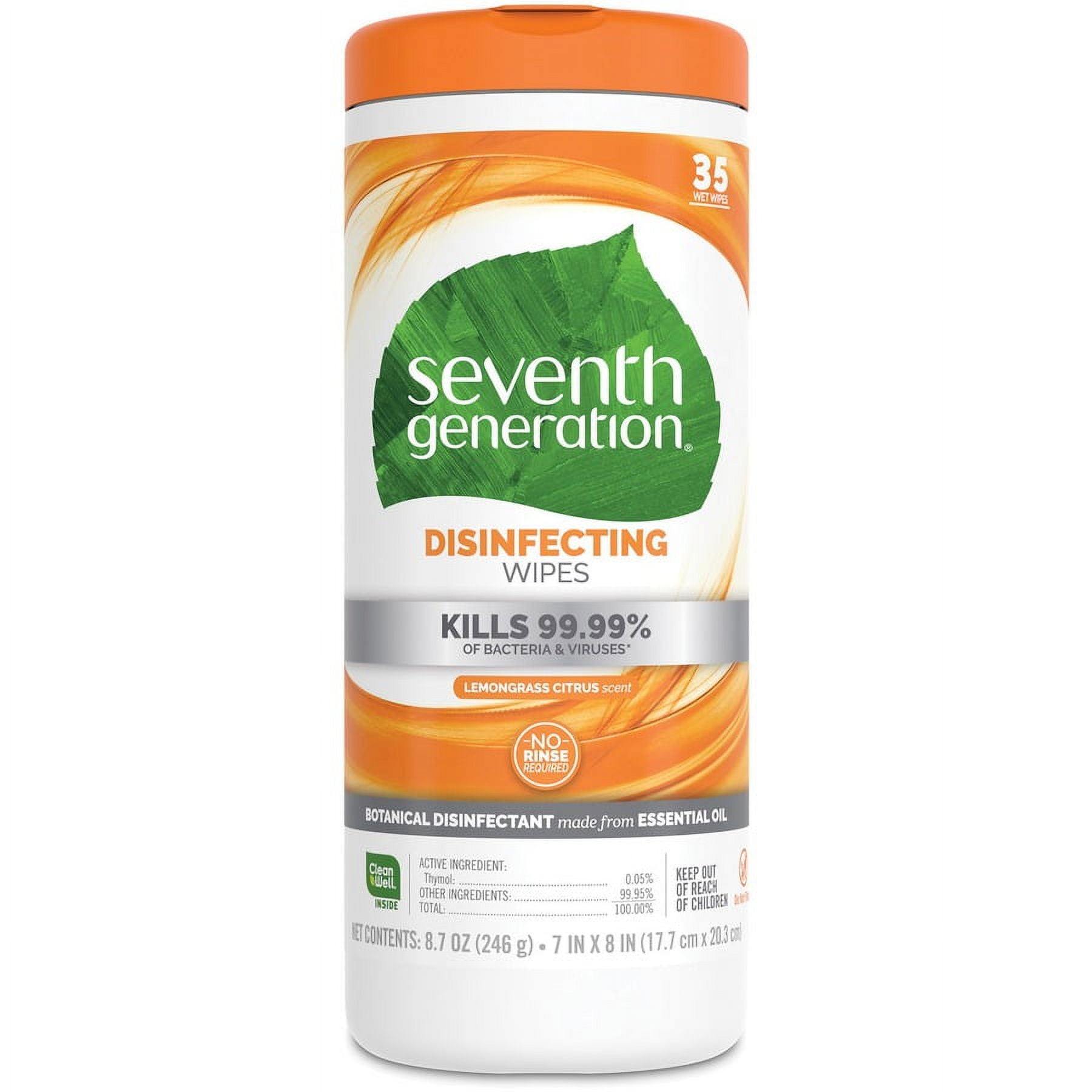 Seventh Generation Disinfecting Cleaner - Wipe - Lemongrass Citrus ...