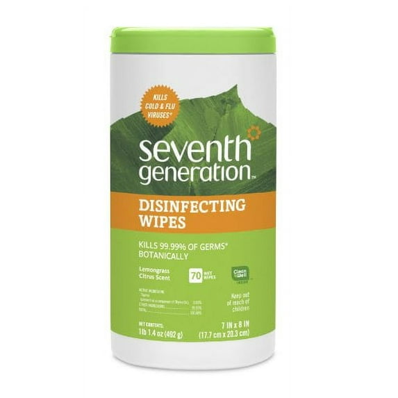 Seventh Generation Disinfecting Multi-Surface Wipes, 70-count Tubs (Pack of 6) Packaging May Vary