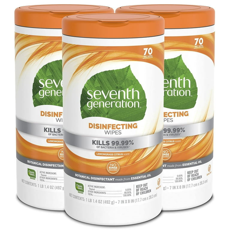 CITRUS英語版 Seventh Generation Disinfectant Cleaning Wipes, Lemongrass