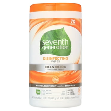 Seventh Generation Disinfecting Wipes, Lemongrass Citrus, 70 Wipes​