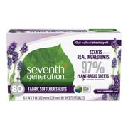 Seventh Generation Fabric Softener Dryer Sheets, Fresh Lavender, 80 Count