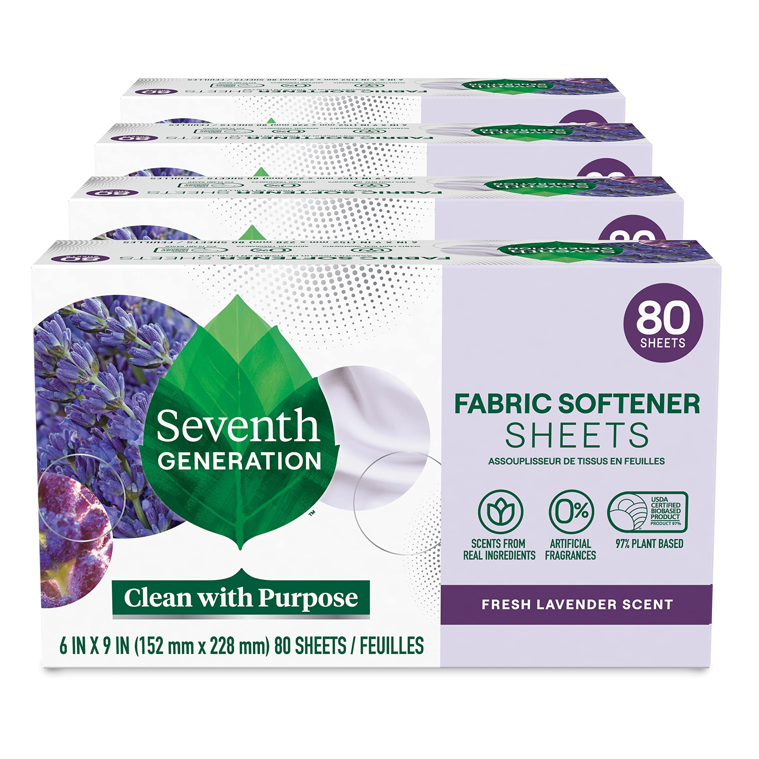 Seventh Generation Dryer Sheets Fabric Softener Fresh Lavender Scent