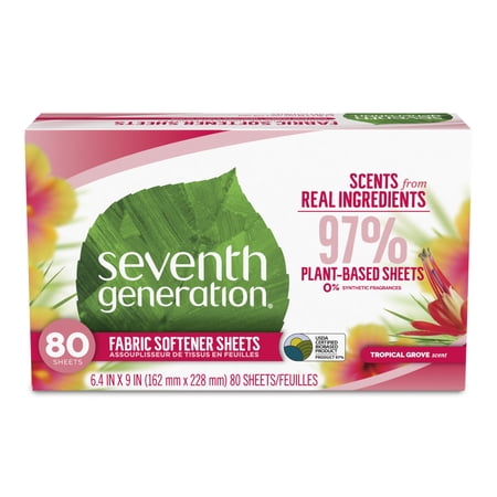 Seventh Generation Dryer Sheets Tropical Grove Scent, 80 Sheets