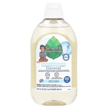 Seventh Generation Easy Dose Ultra Concentrated Baby Laundry Detergent, Free & Clear, 23.1 fl oz (683 ml)