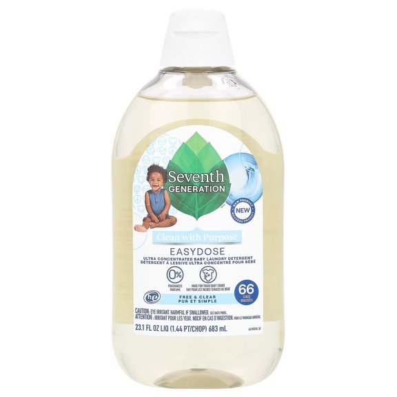 Seventh Generation Easy Dose Ultra Concentrated Baby Laundry Detergent, Free & Clear, 23.1 fl oz (683 ml)