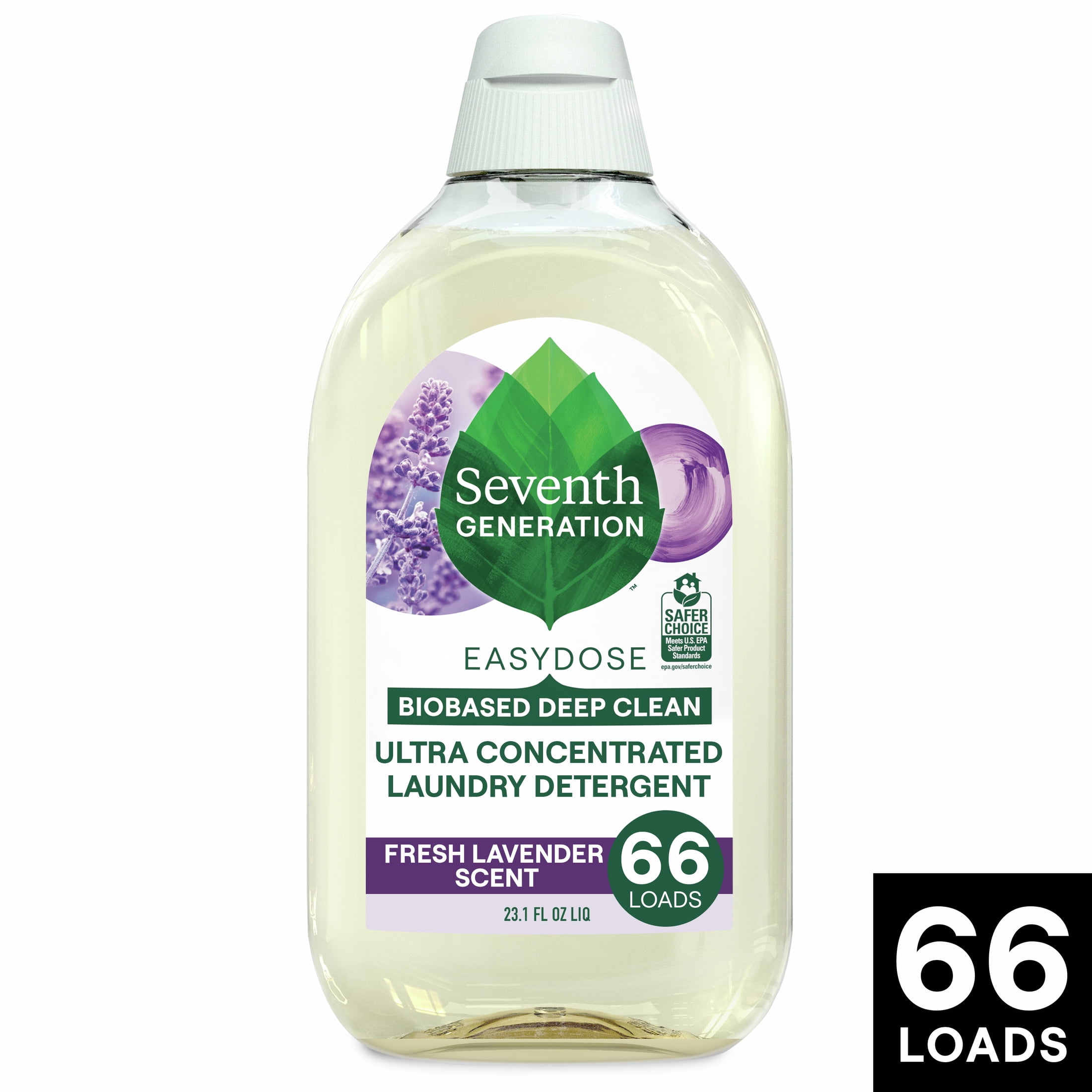 Seventh Generation Easy Dose Concentrated Liquid Laundry Detergent, Lavender, 23 fl oz, 66 Loads