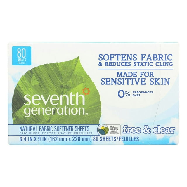 Seventh Generation Fabric Softener Sheets Free & Clear 80 pc (Pack Of 4