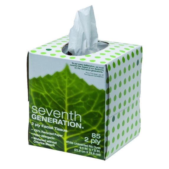 Seventh Generation 100% Recycled Facial Tissue, 2-Ply, 85/Box