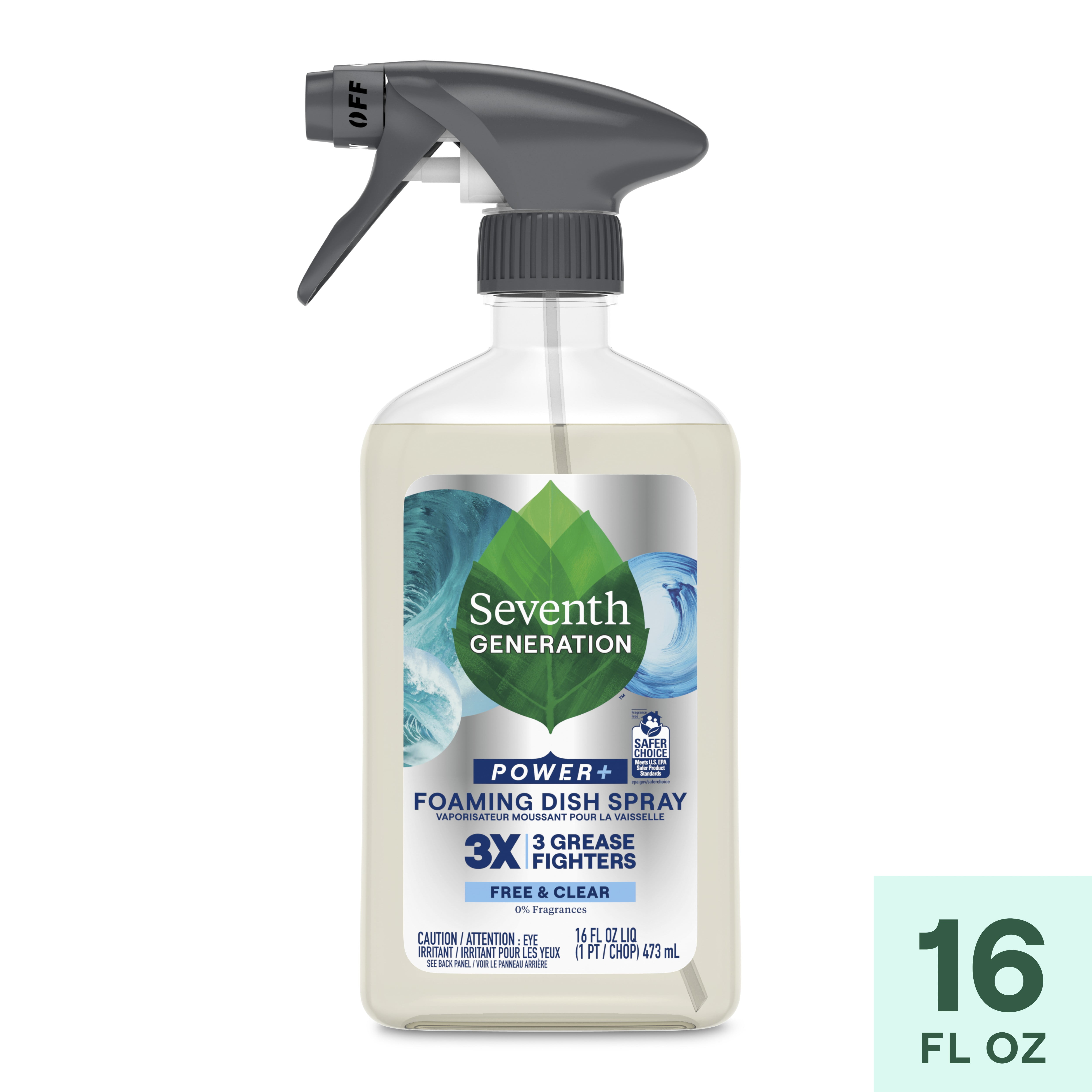 Seventh Generation Foaming Dish Soap Spray, Free & Clear, 16 fl oz