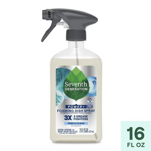 Seventh Generation Foaming Dish Soap Spray, Free & Clear, 16 fl oz