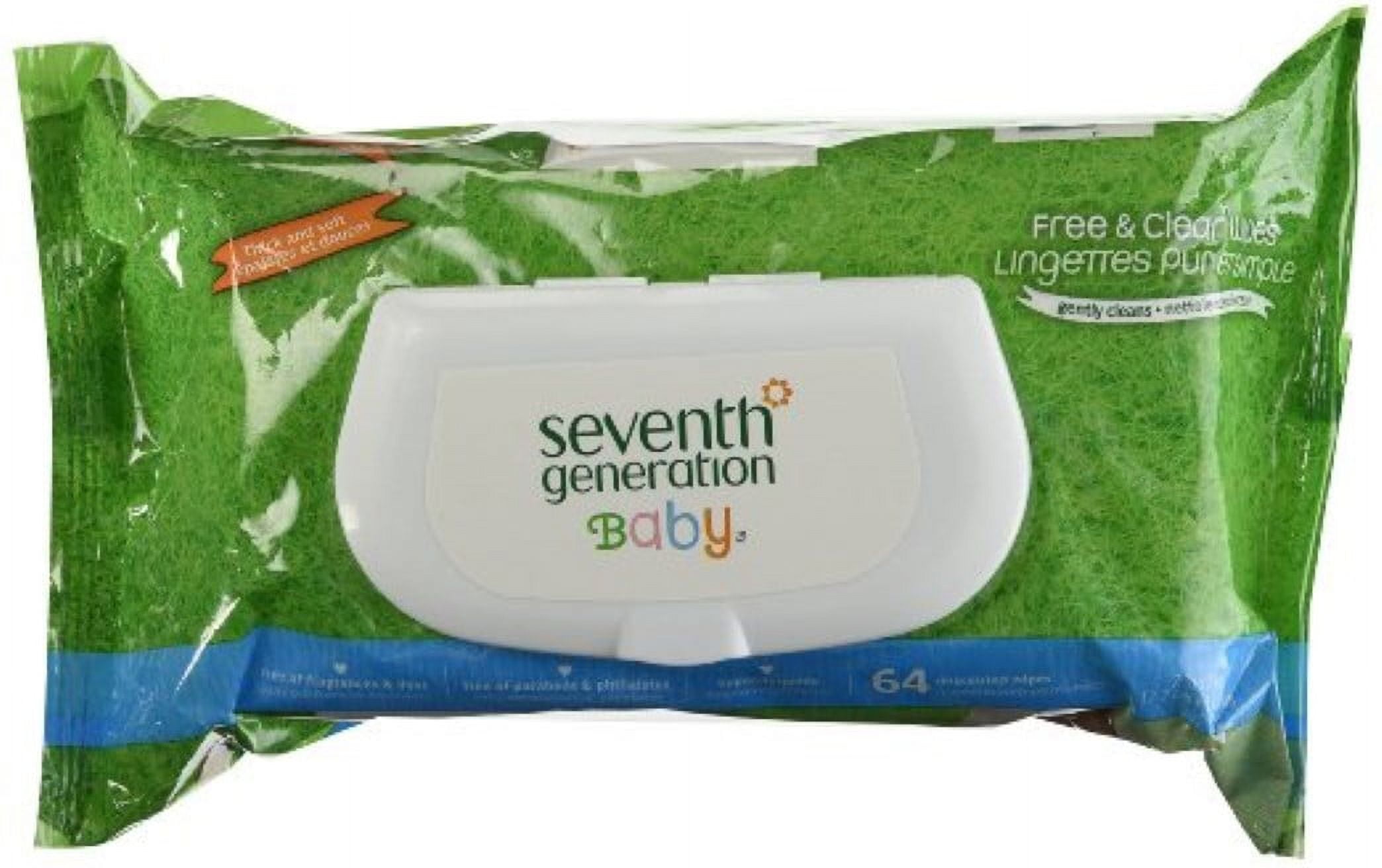 Seventh Generation Free & Clear Baby Wipes 64 ea (Pack of 3)