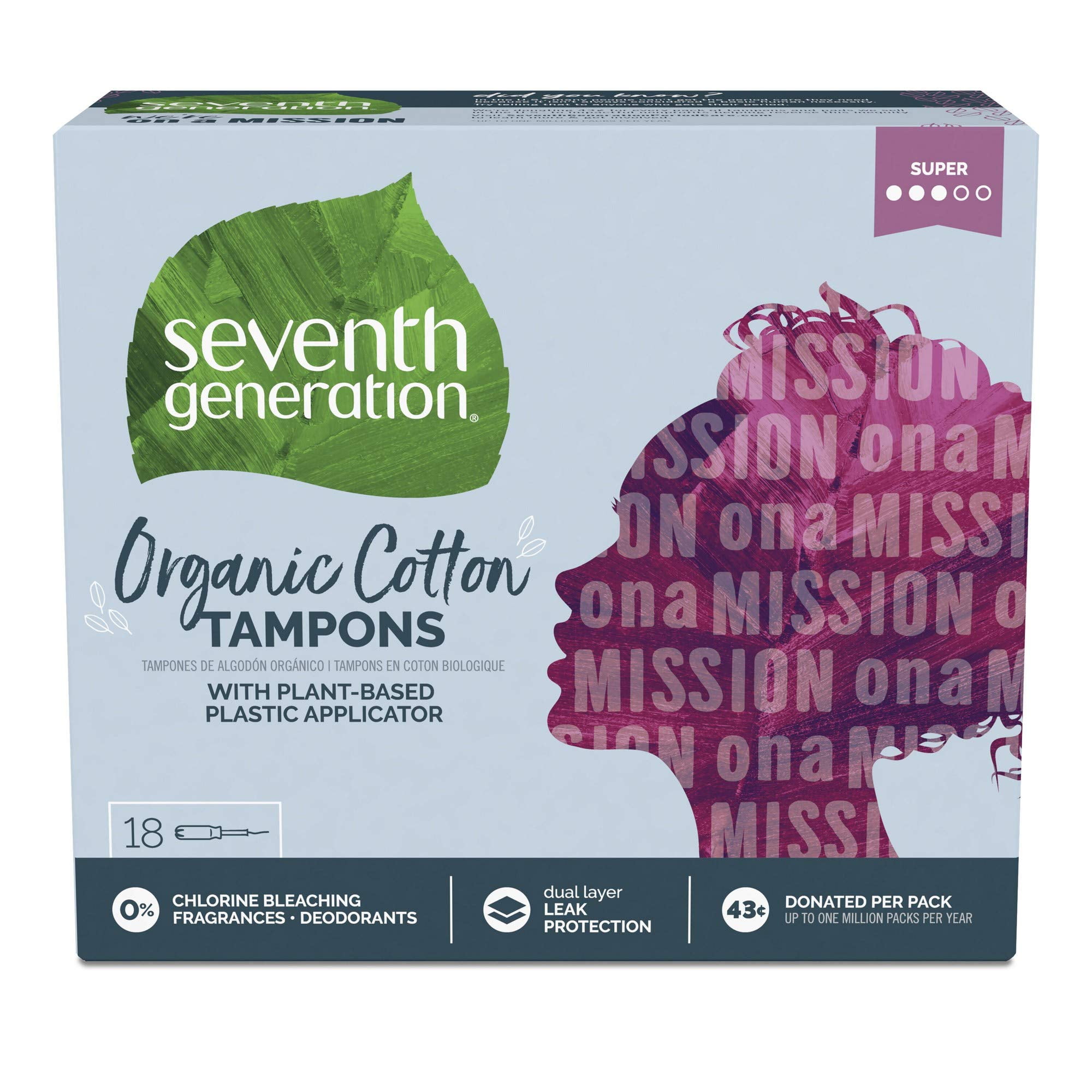 Seventh Generation Free & Clear Super Tampons With Applicator, 18 Ct