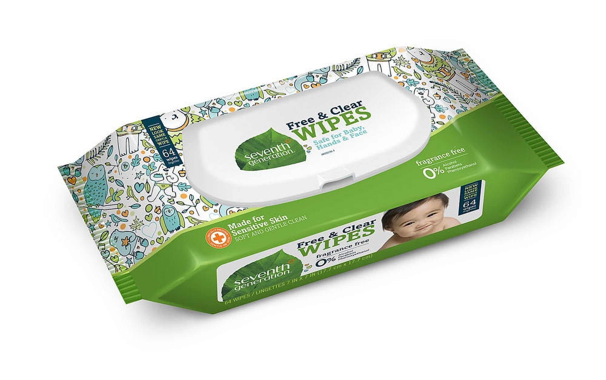 Seventh Generation Free & Clear Thick & Strong Baby Wipes With Flip-Top Dispenser -- 64 Wipes