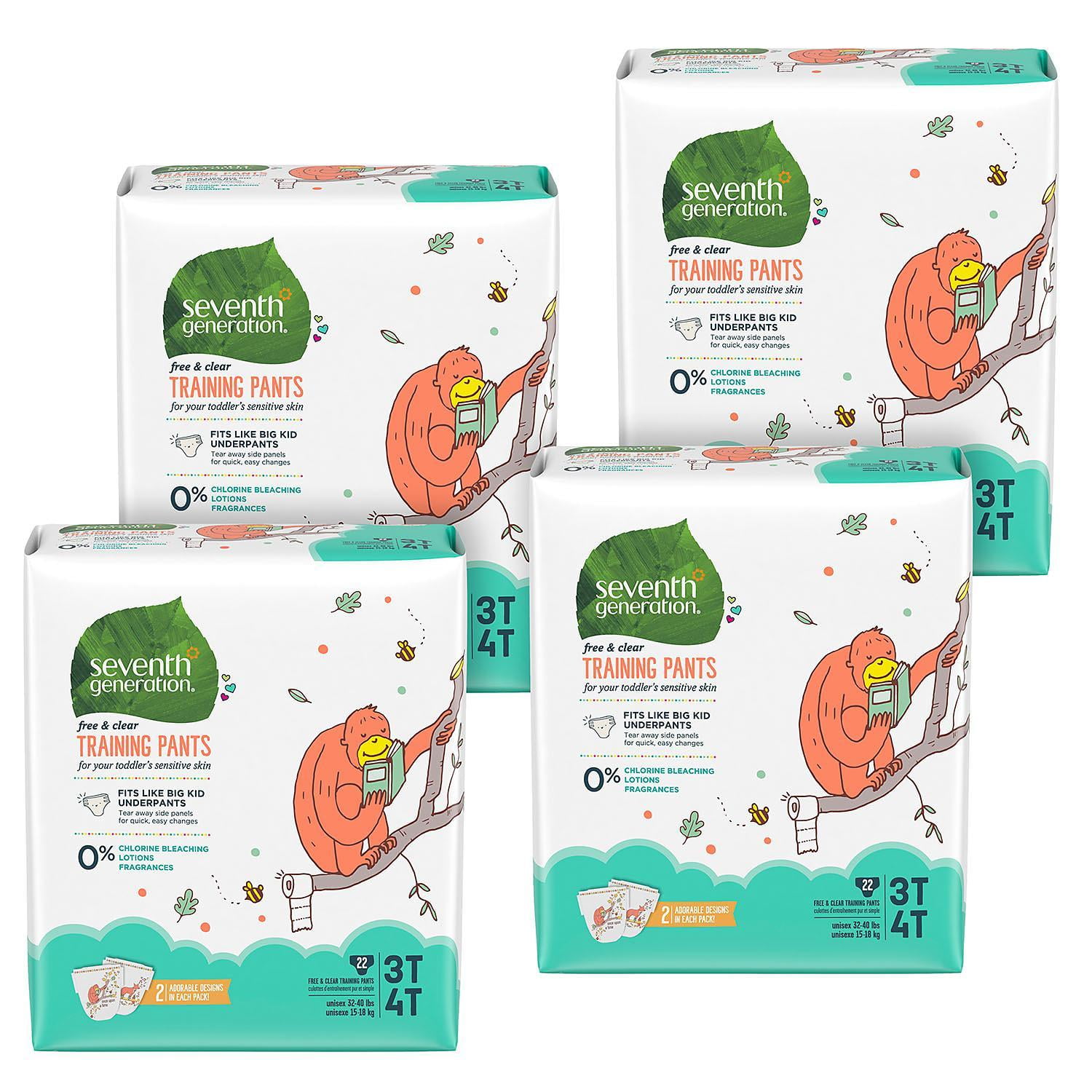 4 Pack Seventh Generation Free & Clear 3T4T Training Pants 22 Count