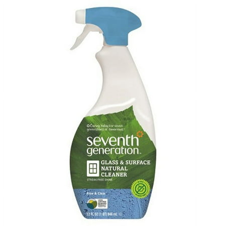 Seventh Generation Free & Clear Glass & Surface Natural Cleaner 32 oz Plastic Bottles - Pack of 8