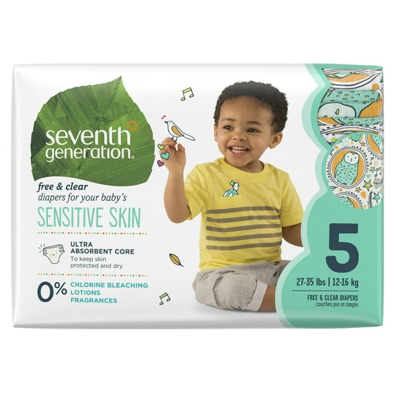 Seventh Generation Free and Clear Baby Diapers - Stage 5 - Case of 4 - 23 Count