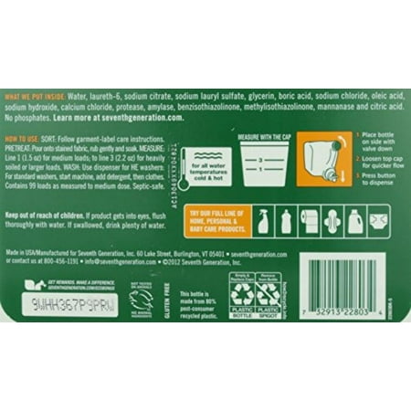 Seventh Generation Laundry Detergent, Free & Clear, 150 oz