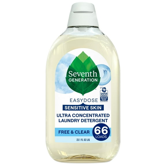 Seventh Generation Sensitive Skin Concentrated Liquid Laundry Detergent, Free & Clear, 23 fl oz, 66 Loads