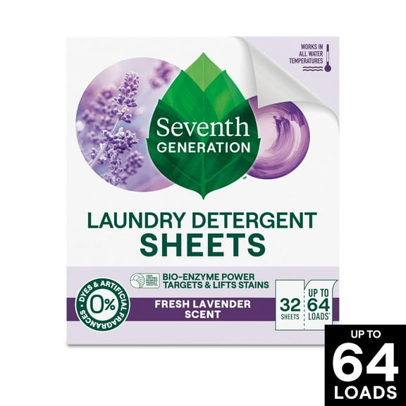 Seventh Generation Laundry Detergent Sheets, Lavender, 64 Loads