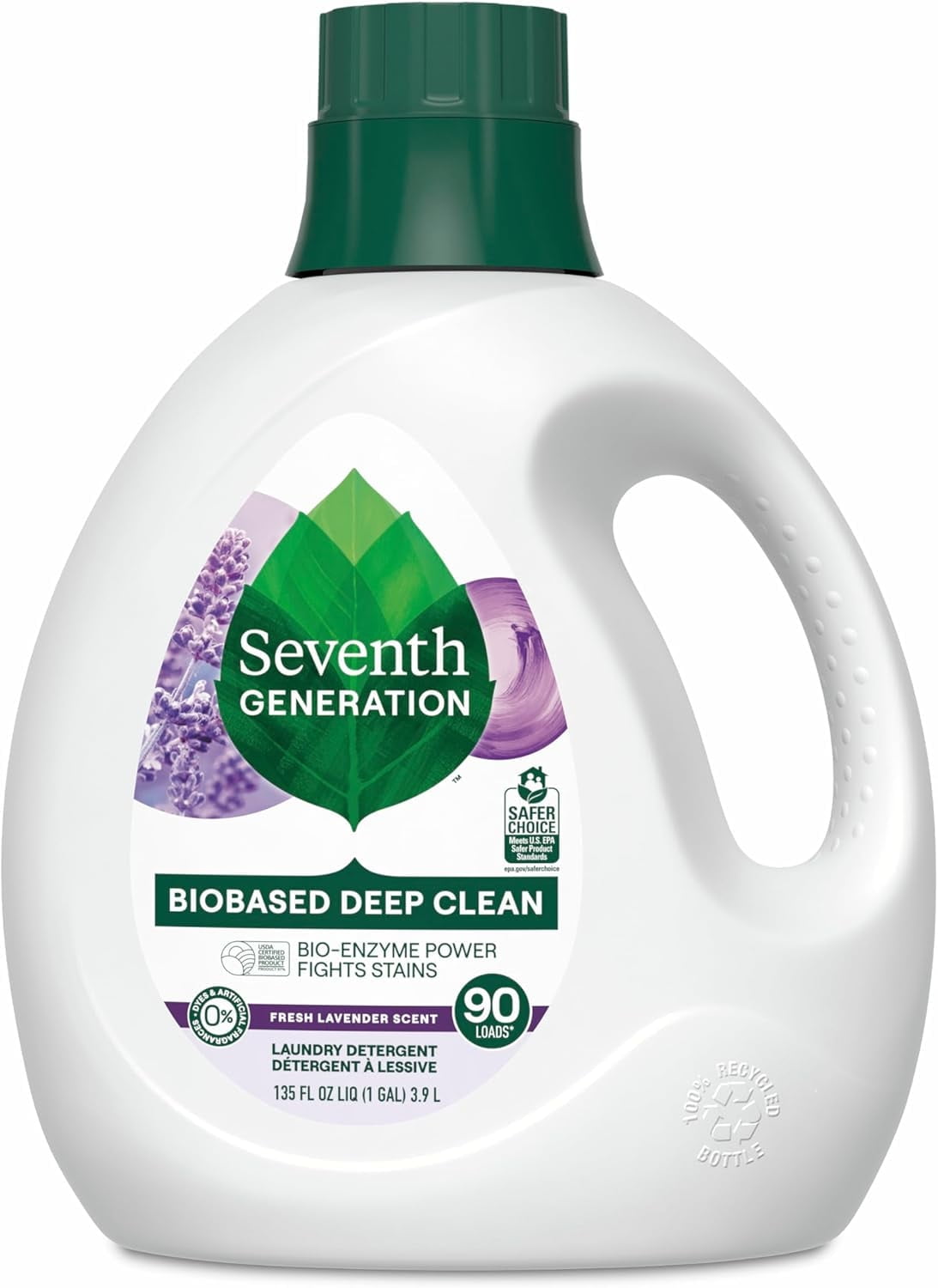 Seventh Generation Liquid Laundry Detergent, Fresh Lavender Scent, 90 Loads, Fights Stains, 135 Fl Oz