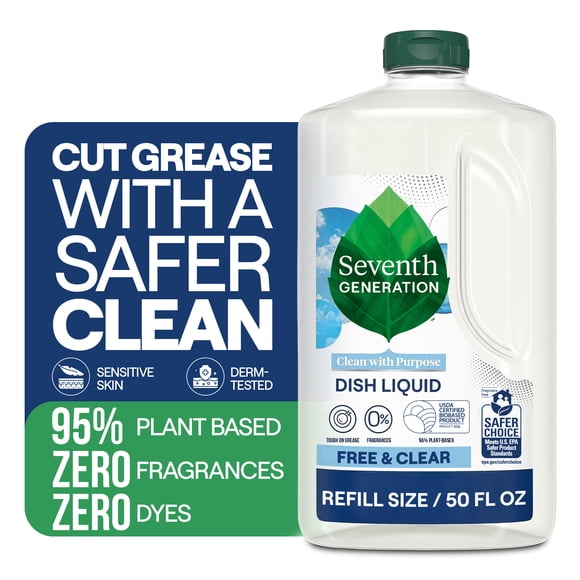 Seventh Generation Dish Soap Liquid, Fresh Free and Clear, 50 fl oz Refill