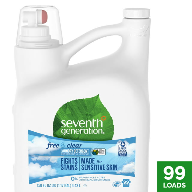 Seventh Generation Liquid Laundry Detergent Biodegradable Free & Clear, 150 oz