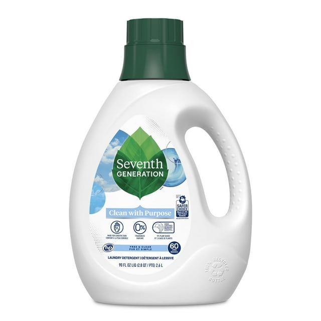 Seventh Generation Liquid Laundry Detergent Free and Clear Washing Detergent 90 oz Free & Clear