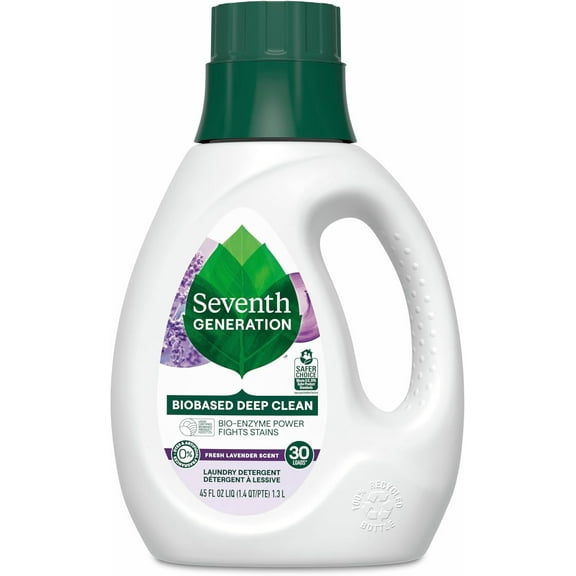 Seventh Generation Liquid Laundry Detergent, Fresh Lavender Scent, 30 Loads, Fights Stains, 45 Fl Oz