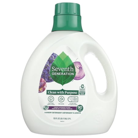 Seventh Generation Liquid Laundry Detergent, Fresh Lavender Scent, 90 Loads, Fights Stains, 135 Fl Oz